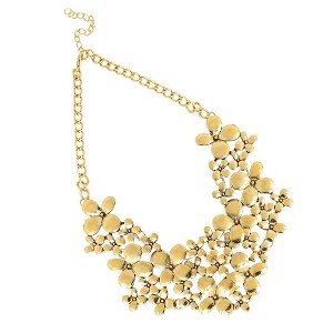 SOHI Women's California Gold Botanical Cluster Statement Necklace - 1 of 4