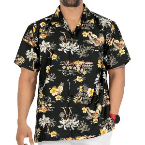 LA LEELA Men's Hawaiian Shirt Vacation Collar Party - 1 of 4