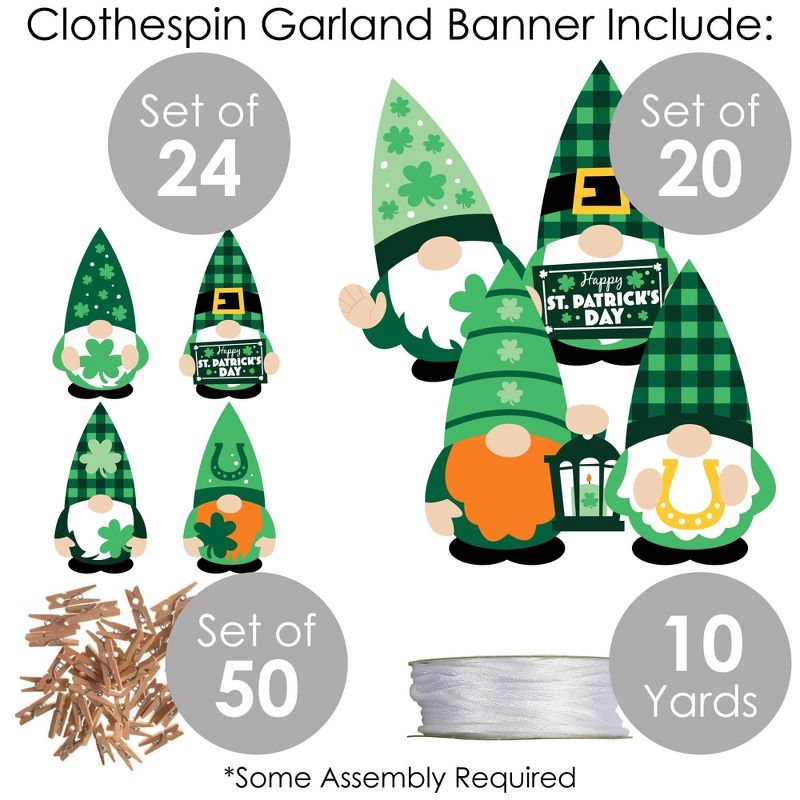 Big Dot of Happiness Irish Gnomes - St. Patrick's Day Party DIY Decorations - Clothespin Garland Banner - 44 Pieces, 5 of 8