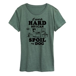 Women's - Peanuts - Work Hard To Spoil My Dog Short Sleeve Graphic T-Shirt - 1 of 4