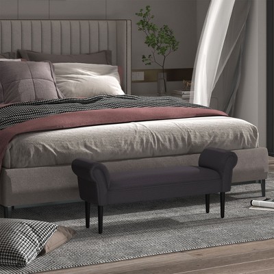 NicBex Modern 52" Bench Linen Upholstered Ottoman Bench with Armrests for Bedroom and Entryway