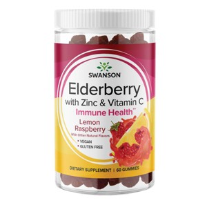 Swanson Premium Elderberry Gummies with Zinc & Vitamin C - Lemon Raspberry, 60 Gummies. - 1 of 2