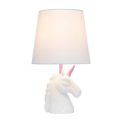 Sparkling Pink and White Unicorn Table Lamp for Kids