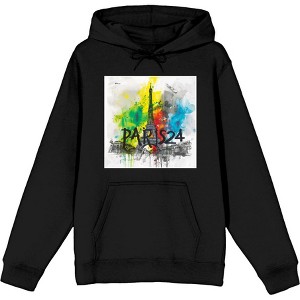 Olympics Paris 2024 Colorful Eiffel Tower Adult Long Sleeve Hoodie - 1 of 2