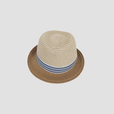Image of Baby Boys' Straw Fedora Hat - Cat & Jack™ Tan Newborn
