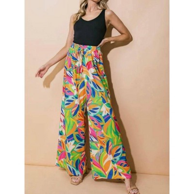 Women's The Tropical Patterned Flowy Pants - FLYING TOMATO