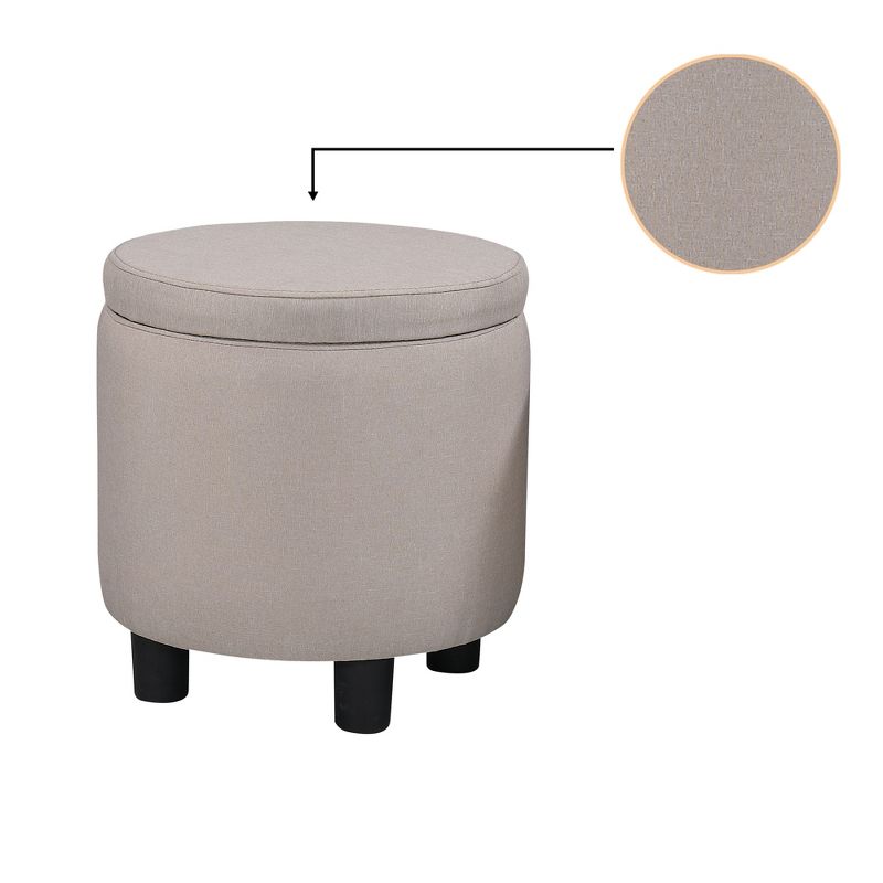 Home Decor Upholstered Round Fabric Tufted Footrest 1+1 Ottoman with Storage - ModernLuxe, 5 of 6