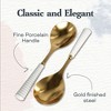 Portmeirion Sophie Conran Salad Servers 10-Inch - Set of 2, Gold Metal Spoons with Fine Porcelain Ripple Handles, Elegant Cutlery - 3 of 4