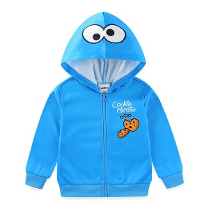 Sesame Street Cookie Monster Boys Full Zip Up Hoodie For Toddler - Size 2T - 1 of 4