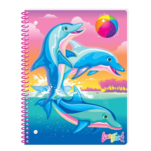 NEW Lisa Frank Dolphin 80 Wide Ruled Spiral & 100 Wide Ruled CompositionNotebook 