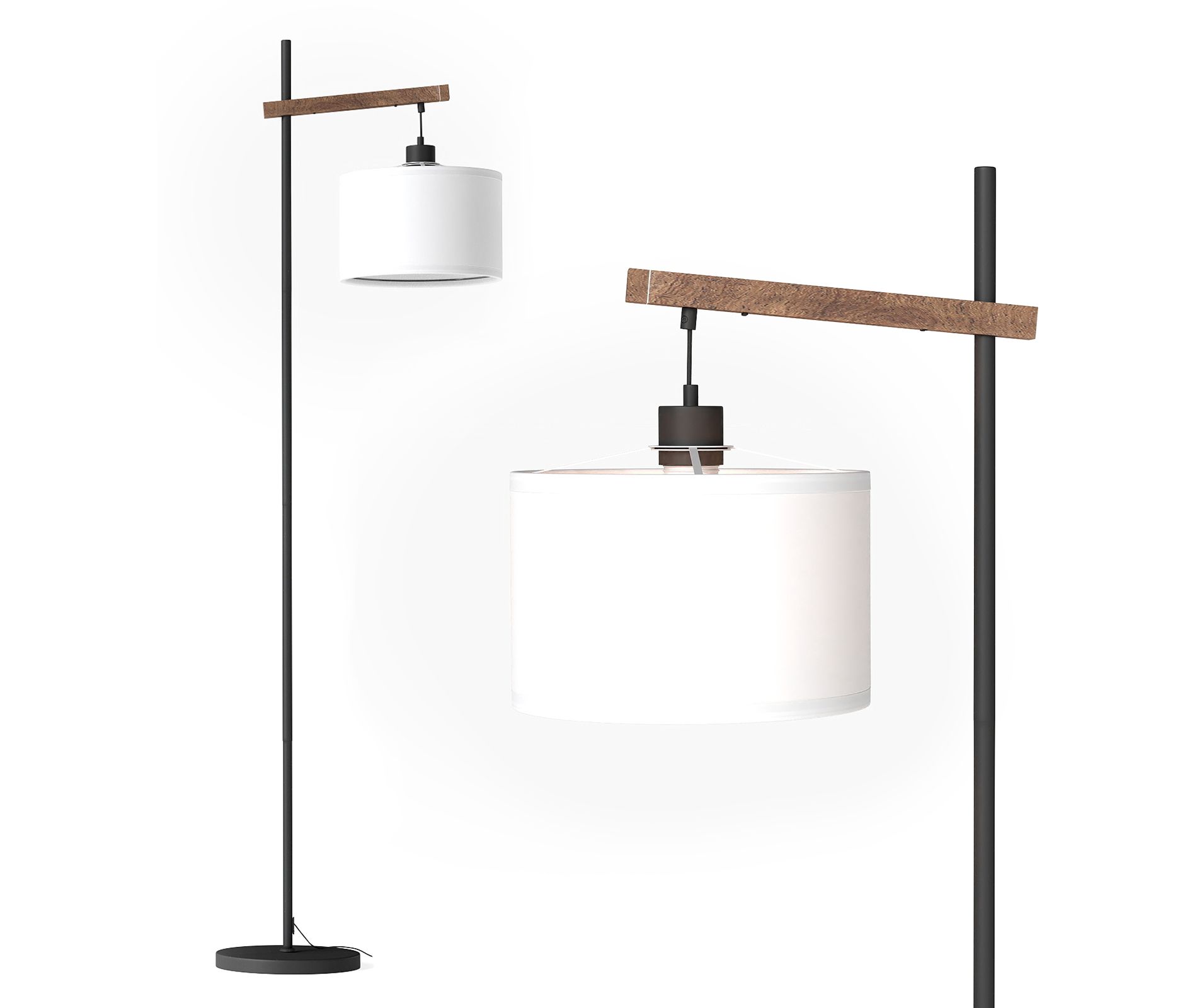 Dexmalle 61" Wood Arched Floor Lamp With Pedal Switch