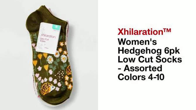 Women&#39;s Hedgehog 6pk Low Cut Socks - Xhilaration&#8482; Assorted Colors 4-10, 2 of 5, play video