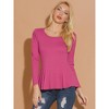 INSPIRE CHIC Women's Long Sleeve Scoop Neck Casual Peplum Shirt - 3 of 4