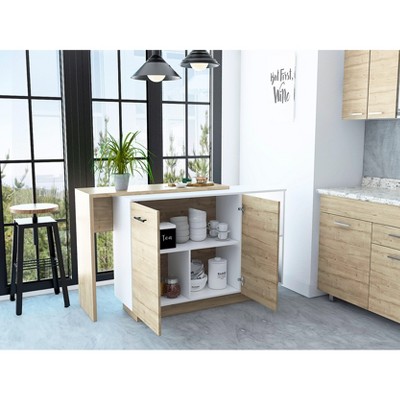 NicBex Kitchen Island Cart Morden Kitchen Carts with Storage, 2 Spacious Cabinet Doors, 2 Open Shelves for Kitchen