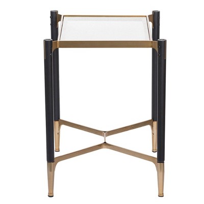 Modern Chic Park View Black & Gold Glass-Top Side Table