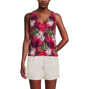 Lands' End Women's Lightweight Jersey Blouson Vneck Tank - 1 of 3
