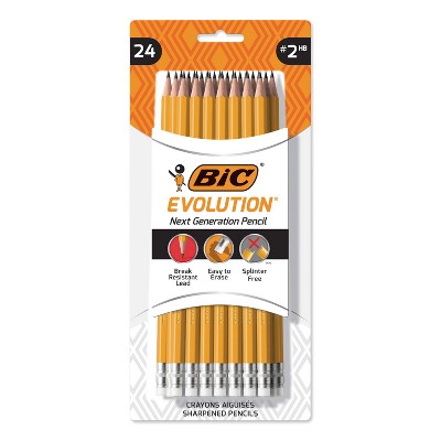 BIC Evolution Pencil HB (#2) Black Lead Yellow Barrel 24/Pack PGEYP241
