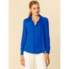 INSPIRE CHIC Women's Elegant V Neck Long Sleeve Office Work Satin Shirt - 3 of 4