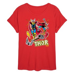 Women's - Marvel - Thor Stickers Style Oversized Graphic T-Shirt - 1 of 4