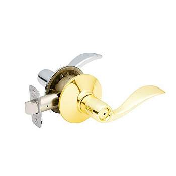 Schlage Traditional Polished Brass/Satin Nickel Bed and Bath Lever Right or Left Handed
