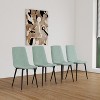 Vynxaria Set of 4 Dining Chairs: Light Grey Linen Padding, Sturdy Black Metal Legs, Perfect for Dining & Living Areas - 2 of 4