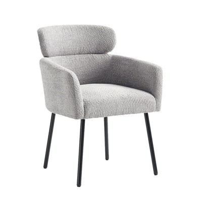 Curt Boucle Elevated Backrest Dining Chair with Metal Legs-Gray | Artful Living Design