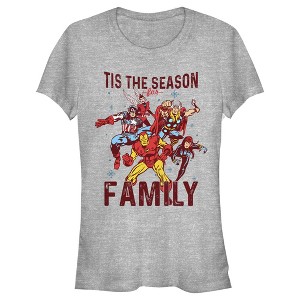 Juniors Womens Marvel Christmas Season for Family T-Shirt - 1 of 3