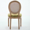 Gulches Set of 2 Green Dining Chairs, Linen Upholstered French Style with Rattan Back & Solid Wood Frame - 4 of 4