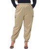 Agnes Orinda Women's Plus Size Satin Elastic Waist Athleisure Ankle Length Casual Jogger Pants - 2 of 4