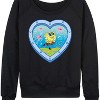 Women's Spongebob Squarepants Heart Porthole Window Lightweight French Terry Wide Neck Long Sleeve Graphic Shirt - Black - X-Large - 2 of 4