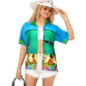 LA LEELA Button Down Shirt Casual Summer Beach Blouse Shirt Luau Party Colorful Short Sleeve Vacation Tops Shirts Hawaiian T Shirt - 1 of 4