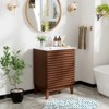 ROOMTEC 24 in. Bathroom Vanity with Ceramic Sink, Mid-Century Cabinet with 2 Soft-Close Doors, Freestanding, Wood Grain Laminate, Walnut - 3 of 4