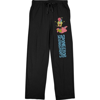 SpongeBob SquarePants Patrick Gary Stacked with Logo Men's Black Sleep Pajama Pants