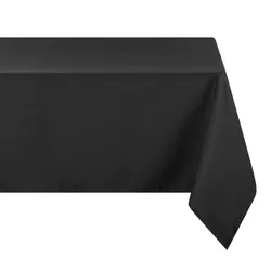 Kate Aurora Basics All Purpose Spill Proof Fabric Tablecloths - 60 in. W x 84 in. L (6-8 Chairs), Black