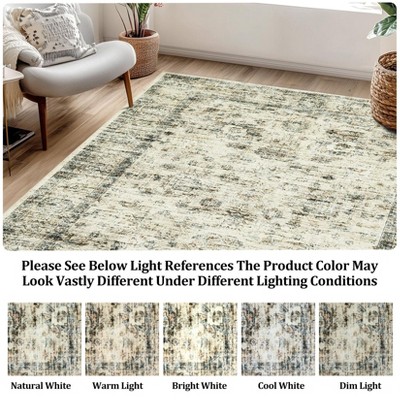 Vintage  Machine Washable Area Rugs Non slip Low Pile Stain Resistant  Indoor Traditional Carpet Perfect for Home Decor