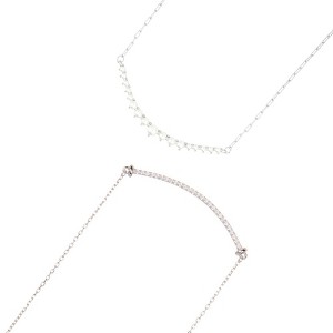 Adornia Silver 2-PIECE Curved Bar Necklace HOLIDAY Set - 1 of 4