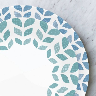 Northern Pines 12-Piece White and Blue Glass Dinnerware Set