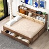 NicBex Wood Twin/Full Size Daybed with Upholstered Storage Shelves,USB Ports and 2 Drawers for Bedroom,Living Room,Apartment,Brown - 2 of 4