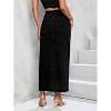 Women's High Waist Maxi Denim Skirt - A-Line Stretch Long Skirt with Front Split & Raw Hem 9010black - 2 of 4