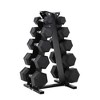 200LB Hex Dumbbell Set with A-Rack - 10-30LB Rubber Coated Dumbbells & Sturdy Black A-Frame Stand, Cast Iron - 2 of 4