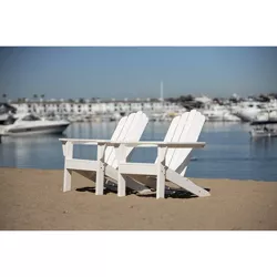 Marina 2pk Outdoor Patio Adirondack Chairs - White - LuXeo