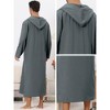 Lars Amadeus Men's Solid Color Side Split Hooded Long Night Gown with Pocket - 4 of 4