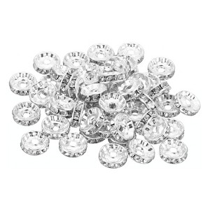 Unique Bargains Rhinestone Small Round Bulk Glass Spacer Beads for Jewelry Making 100 Pcs - 1 of 4
