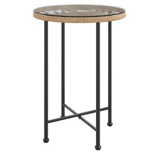 vidaXL Dining Table Ø21.7" Tempered Glass and Steel - 1 of 4