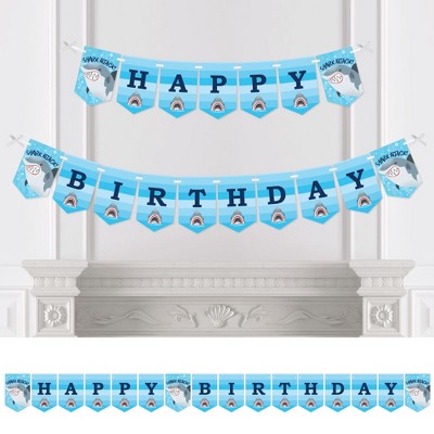 Big Dot Of Happiness Shark Zone - Jawsome Shark Birthday Party Bunting ...