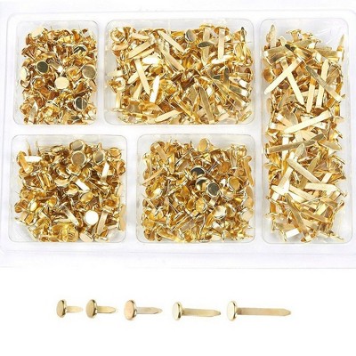 Juvale 500-Piece Steel Brass Mini Brads Paper Fasteners Scrapbooking Brads, 5 Sizes