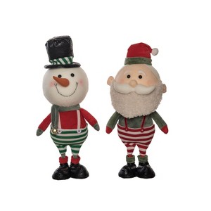 Transpac Plush Whimsy Standing Santa and Snowman Set Decorative Objects Made of Soft Polyester for Holiday Cheer - 1 of 1