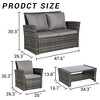 4 Piece Outdoor Patio Furniture Set, Wicker Conversation Set, Outdoor Chairs and Loveseat with Cushion & Coffee Table for Garden Poolside - 3 of 4