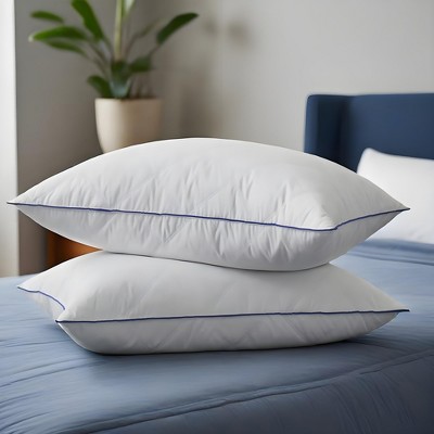 Peace Nest Medium-Firm Gusseted Goose Feather Down Bed Pillow Set of 2