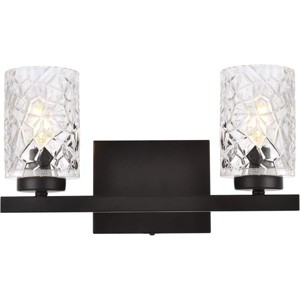 Elegant Lighting Cassie 2 lights bath sconce in black with clear shade - 1 of 4